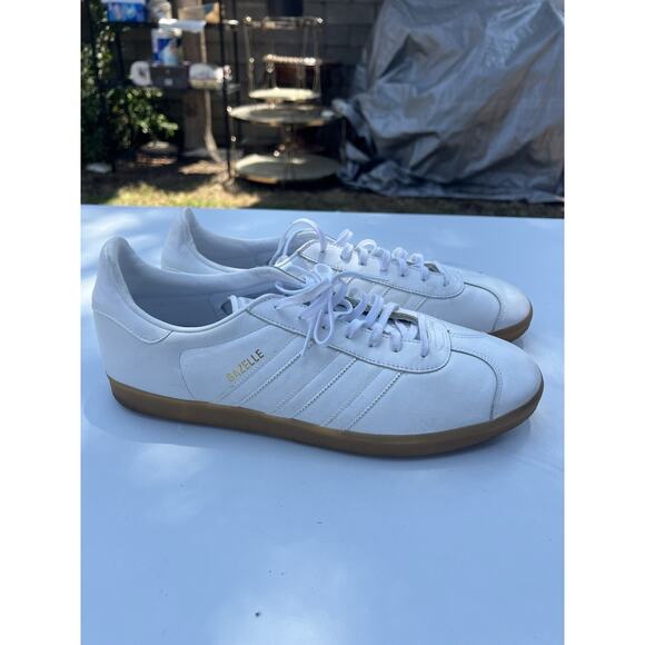 RARE? Adidas Gazelle White Gum Originals BD7479 Sneakers Sz 14 Tumbled Leather main image 4